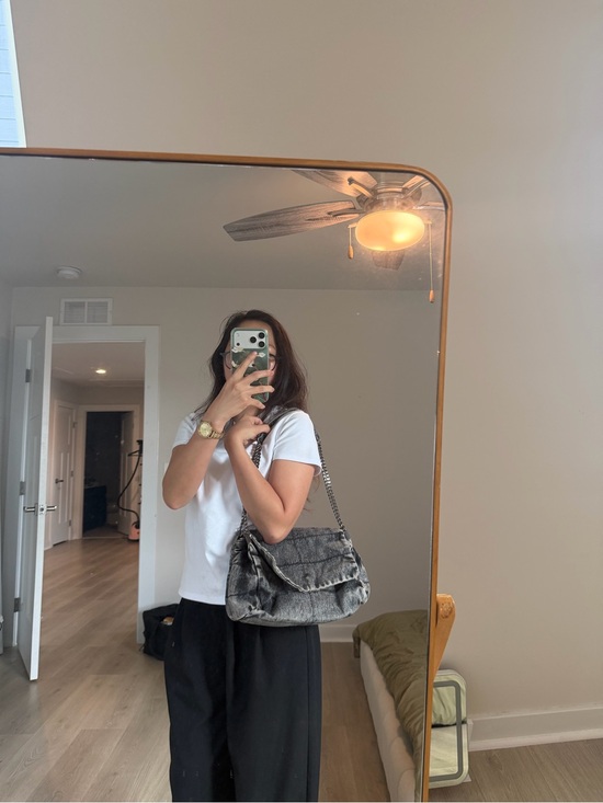 Handbags - ZARA jean Black Textured Shoulder Bag with Chain Strap